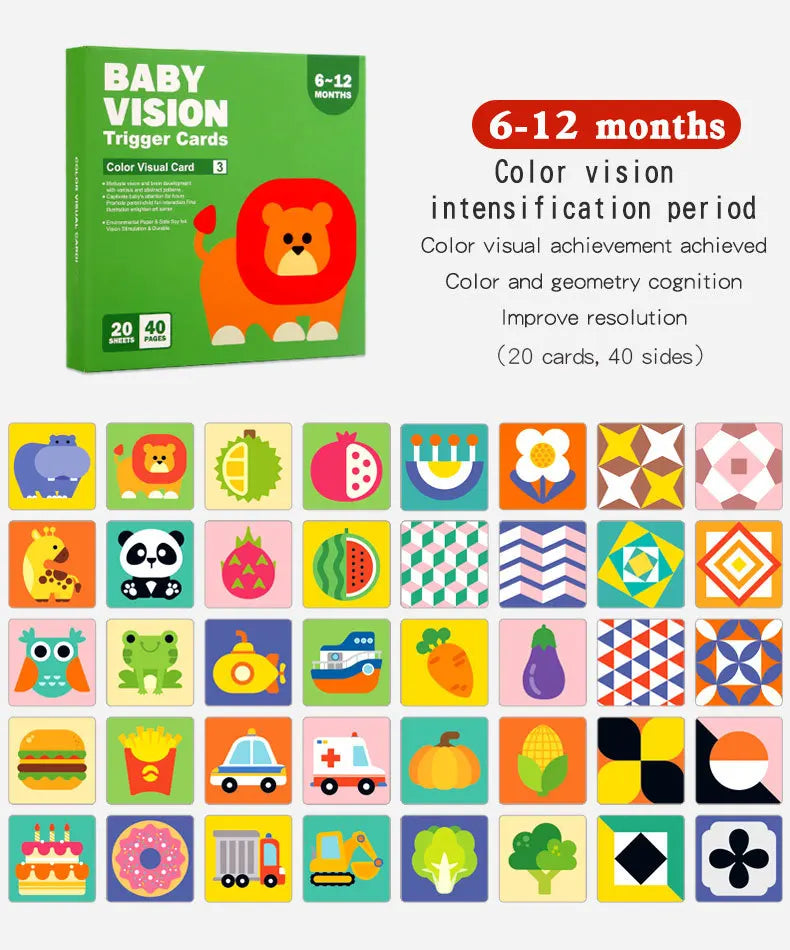 Flash Cards Baby Visual Stimulation Cards for Toddlers Sensory Development Early Education Learning Toys For Newborn Funny Gifts