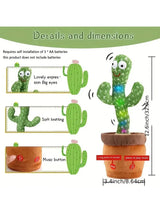 Dancing Cactus Song Speaker Talking Usb Battery Voice Repeat Plush Cactu Dancer Toy Talk Plushie Stuffed Toys For Kids Gift