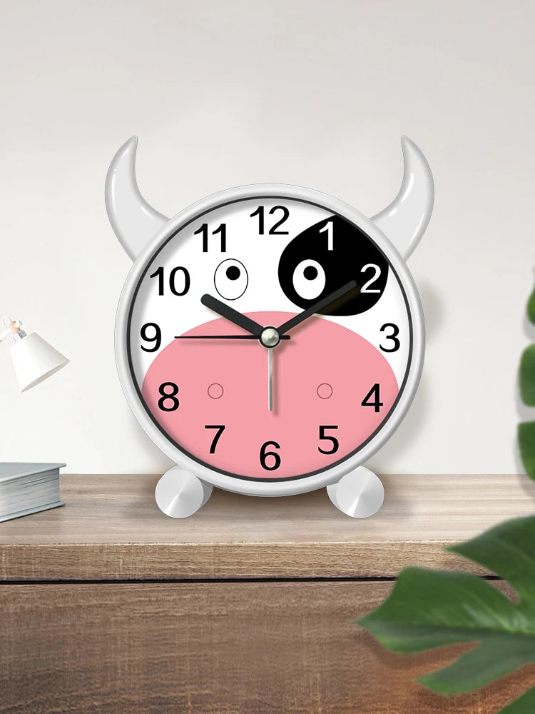 Cute Children's Educational Alarm Clock Bedroom Desktop Early Education Small Animal Round Mute For Boy Girls Home Decoration