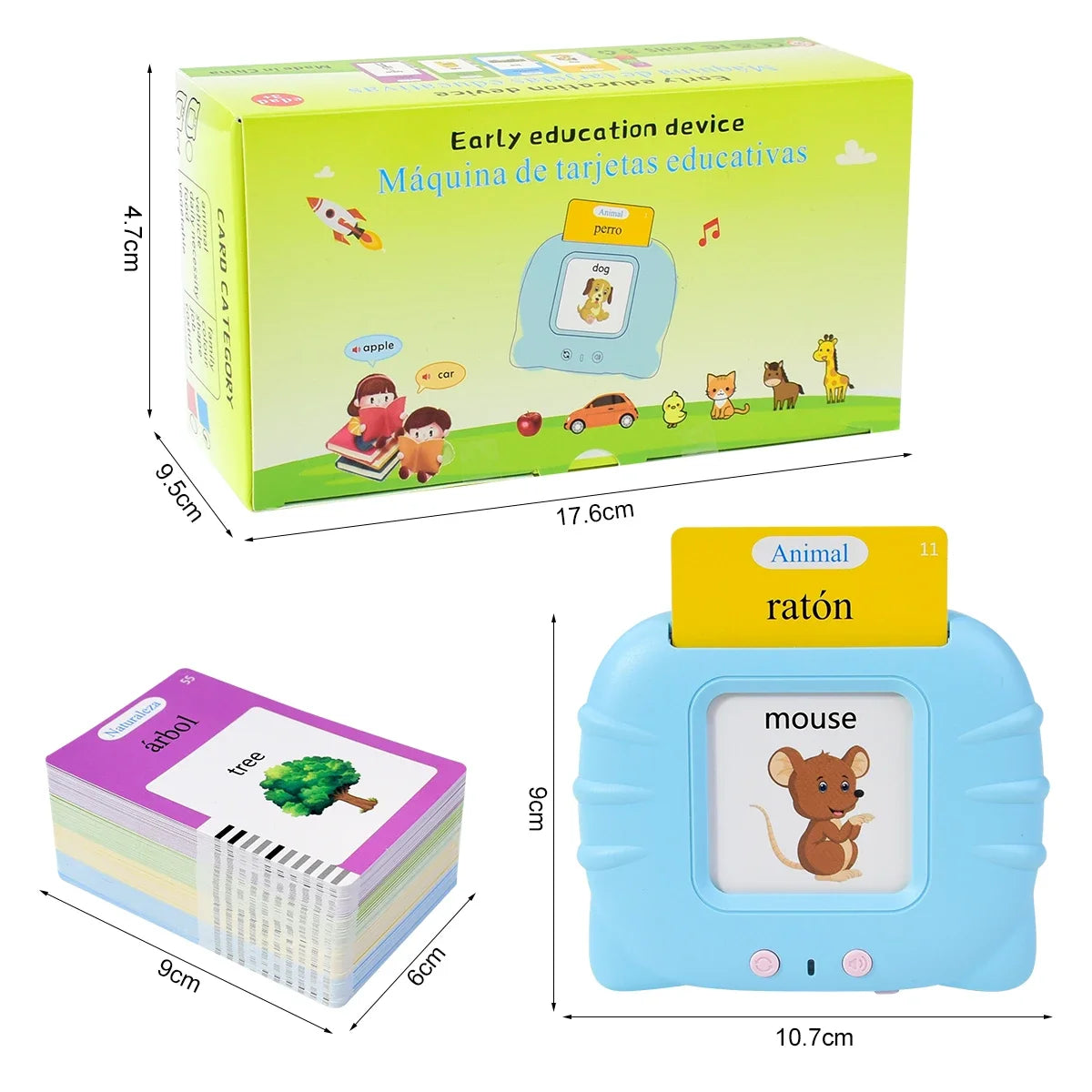 Kids Talking Flash Cards Audio Books Flashcards,Spanish Electronic Cognitive Cards Early Education Learn Words Study Toys Game