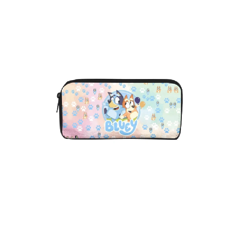 Bluey Bingo dog Fully Printed Flap Pen Bag Stationery Box Cartoon Large Capacity Pencil Case Cute Anime Bags Student School Bag