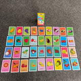 Montessori Early Baby Flash Cards Fruits Durable Children's Education Flash Cards Animal English Word Recognition Cards