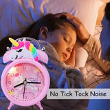 Kids Alarm Clock Cute Dinosaur Unicorn Desk Clock Double Bell Clock with Backlight Alarm Clock For Children Sleep Trainier Gifts