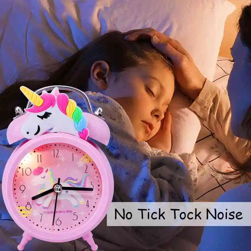 Kids Alarm Clock Cute Dinosaur Unicorn Desk Clock Double Bell Clock with Backlight Alarm Clock For Children Sleep Trainier Gifts