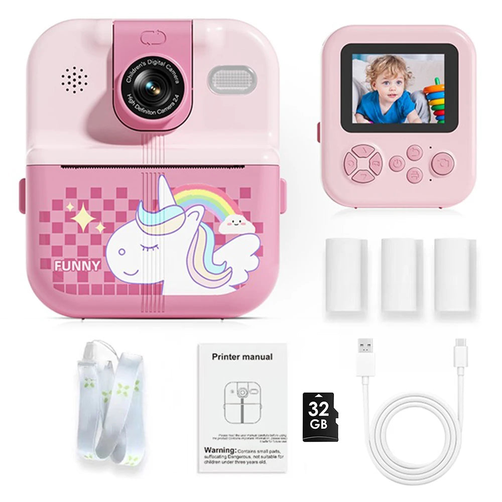 Kids Camera Instant Print Bluetooth Connection Photo 1080P HD Toddler Camera for Girls Boys 3-12 Age Birthday Christmas Gifts