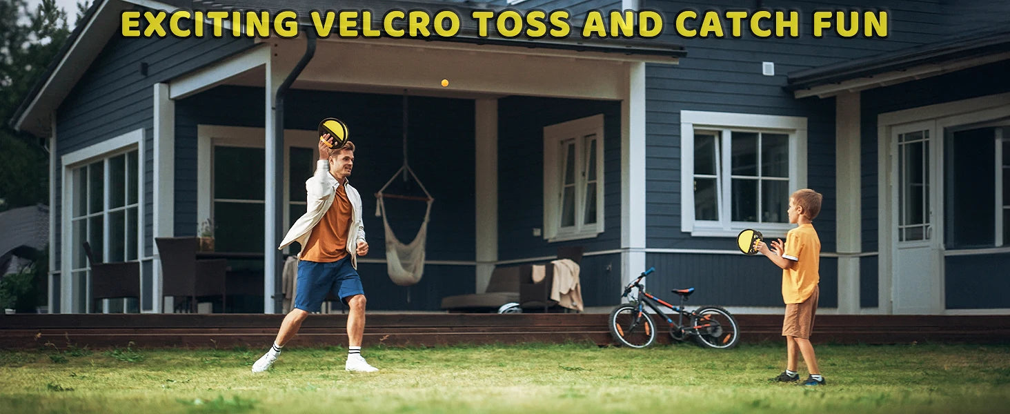 Outdoor Parent-Child Throwing & Catching Ball Game Set - Sports Fitness Hand Grip Ball Racket for Adults & Kids - Fun Toy Gift f