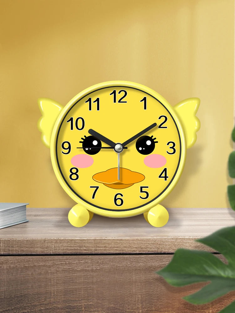Cute Children's Educational Alarm Clock Bedroom Desktop Early Education Small Animal Round Mute For Boy Girls Home Decoration