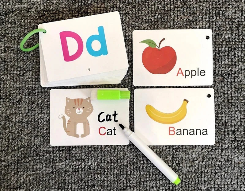 Flash Cards Alphabet Double Sided Flash Cards Toddlers ABC Letters Learning Toy Educational Preschool Kids Children Flashcards