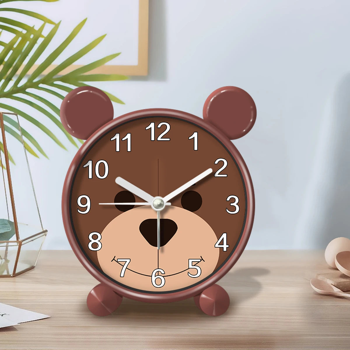 Cute Children's Educational Alarm Clock Bedroom Desktop Early Education Small Animal Round Mute For Boy Girls Home Decoration