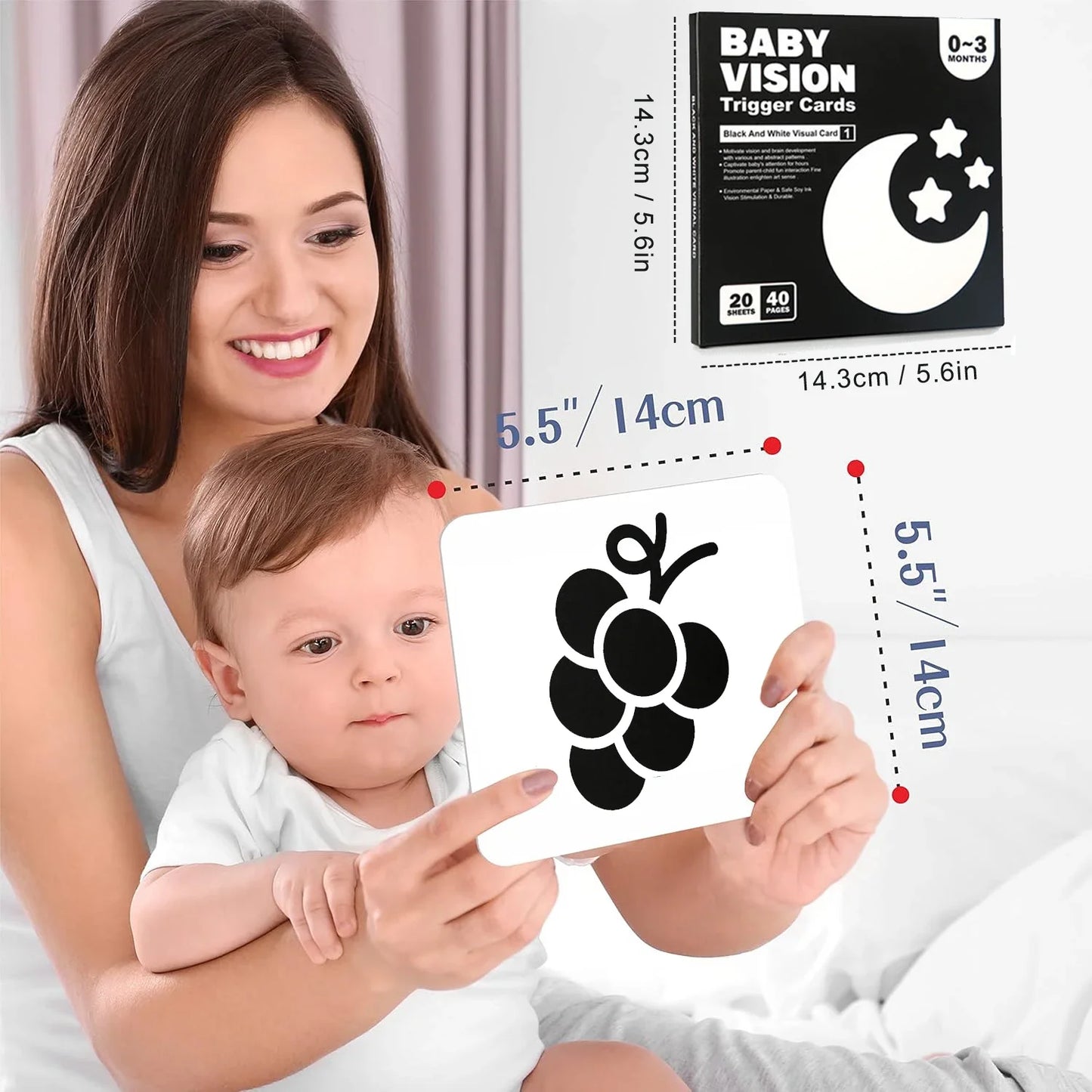 Flash Cards Baby Visual Stimulation Cards for Toddlers Sensory Development Early Education Learning Toys For Newborn Funny Gifts