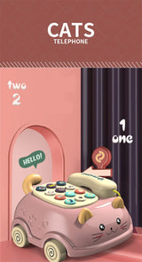 Baby 3-in-1 Musical Phone Toys Toddler Interactive Learning Toy with Lights Cat Telephone Story Early Education Montessori Gift