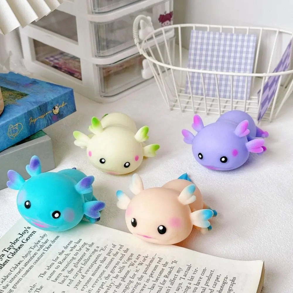 Cute Axolotl Squeeze Toys Stretch Design Fidget Doll Cartoon Fish Squishy Toy Stress Relief Multiple Color Slow Rebound Toys