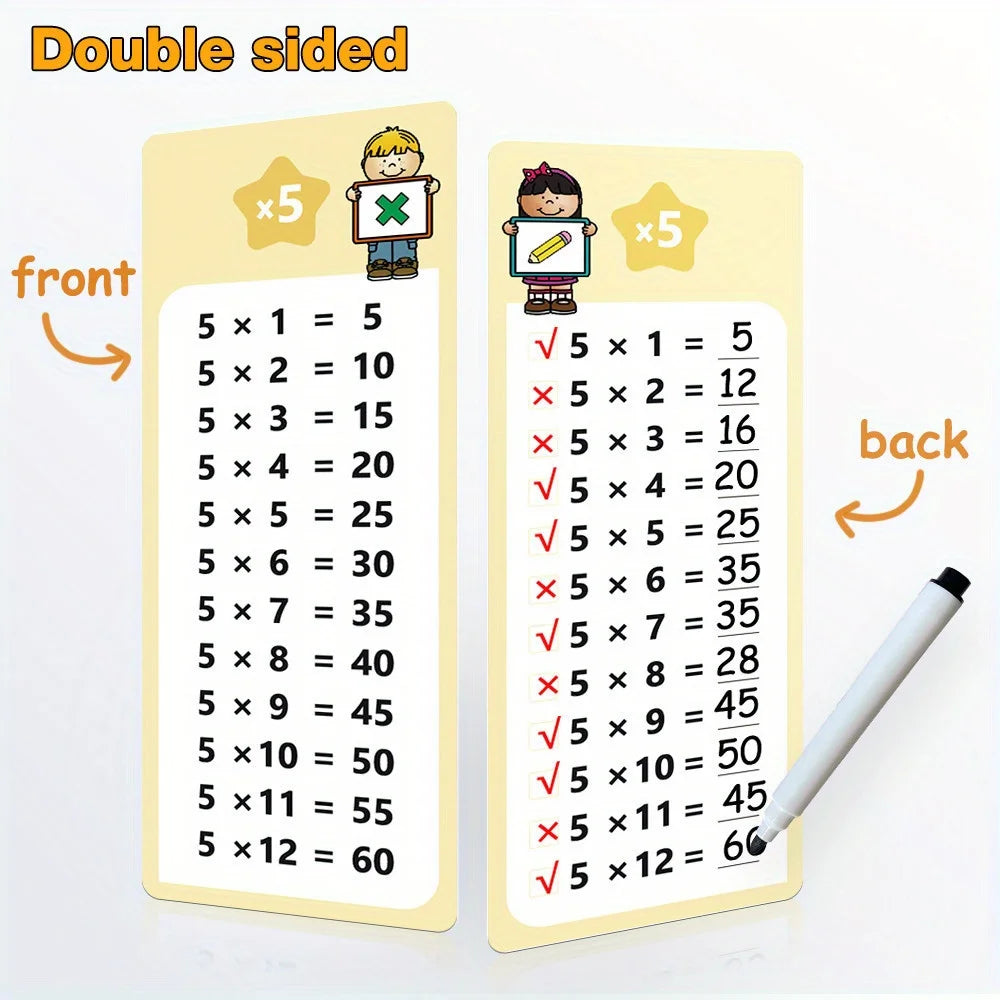 Flash Cards with Dry Erase Markers 30 Cards 0-12 Multiplication Division Educational Times Table Learning Math Games Chart