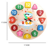 Montessori Children Clock Puzzle Cartoon Animals Tangram Cognitive Numbers Clock Early Learning Threading Assembly Toys