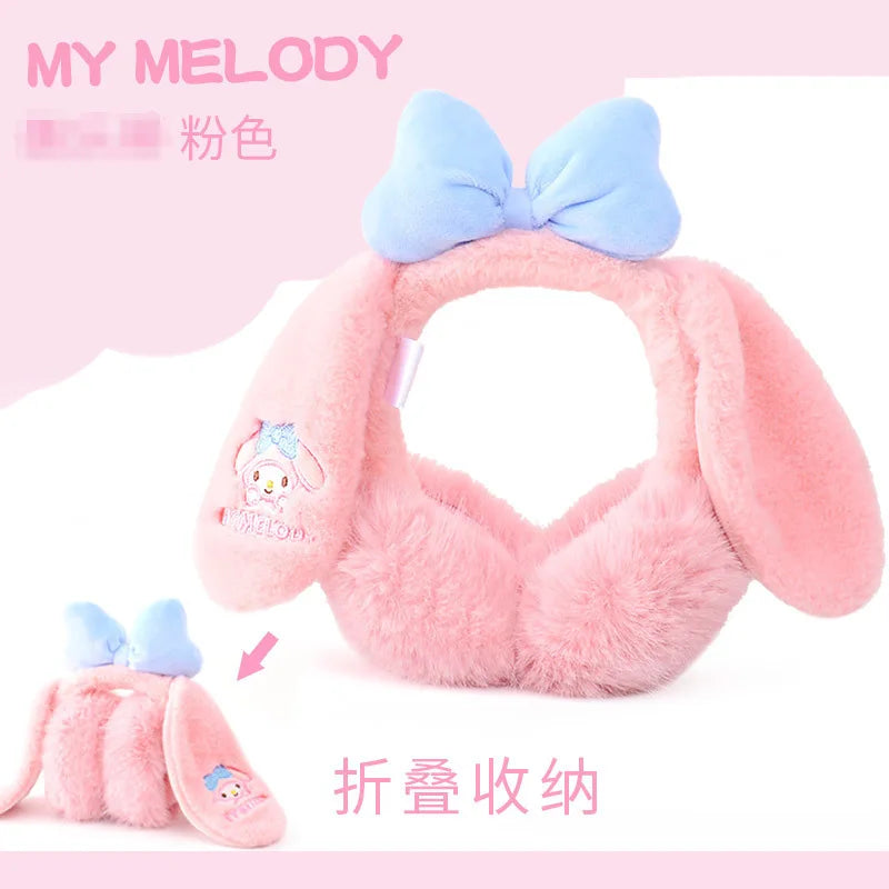Kuromi Cinnamoroll Melody Plush Earmuffs Girls New Anime Ear Cover for Winter Kids Outdoors Warm Ear Muffs Children Xmas Gift