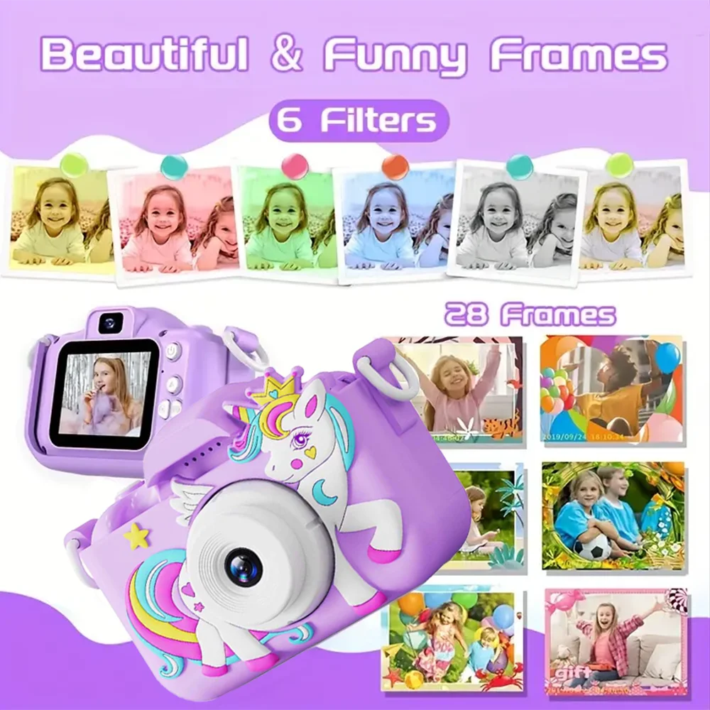 Kids Camera Digital Dual Camera HD 1080P Video Camera Toys with 32GB Card Mini Cam Color Display Children Birthday Gift Kids Toy