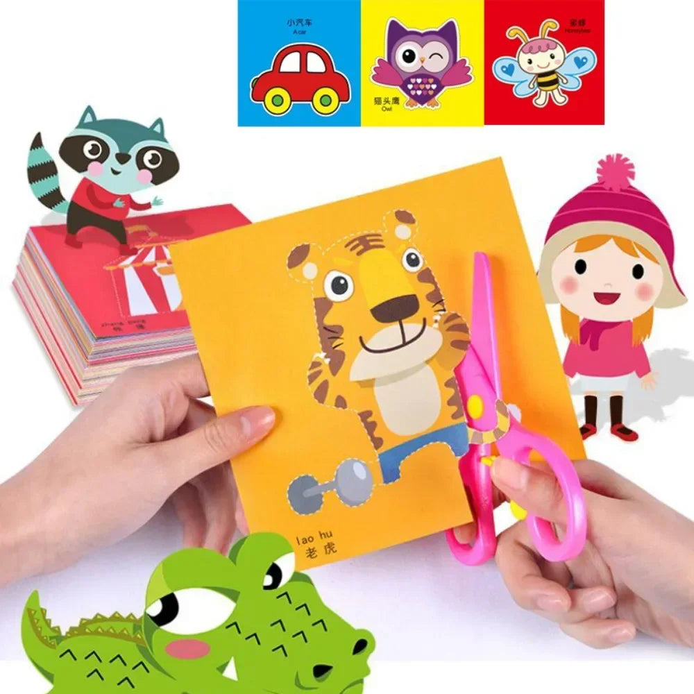 48Pcs Handmade Paper Cut Book Kids Craft Toys DIY Cartoon Scrapbooking