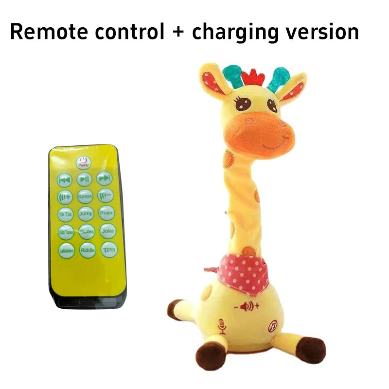Music Giraffe Toy Singing Dancing Repeating What You Said Dancing Giraffe Flashing LED Lights Adjustable Volume Voice Simulation