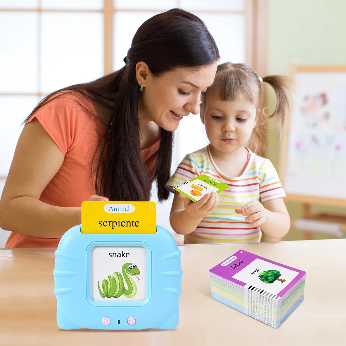 Kids Talking Flash Cards Audio Books Flashcards,Spanish Electronic Cognitive Cards Early Education Learn Words Study Toys Game