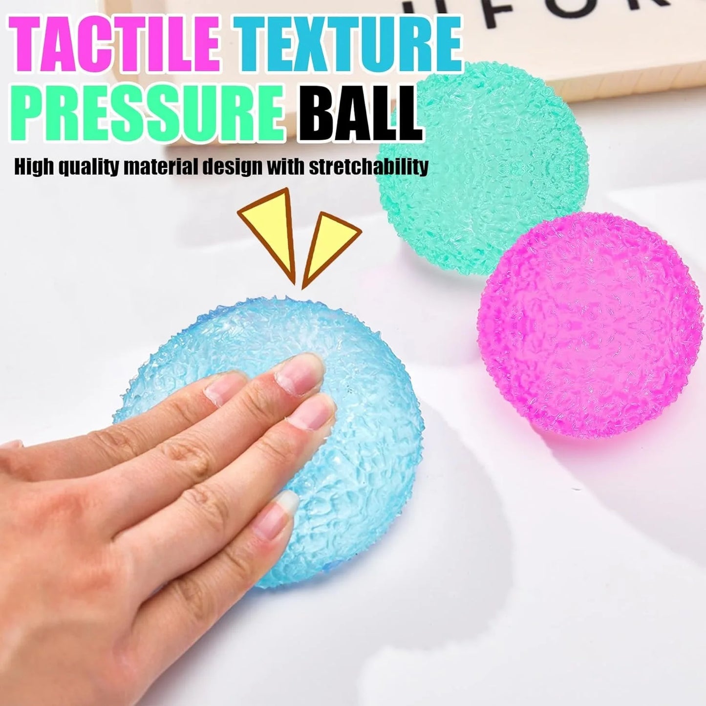 Big Soft Sensory Stress Balls Textured Memory Gel Soft Fidget Toys Anxiety Relief Squeeze Ball for Autism/ADHD Party Favors Gift