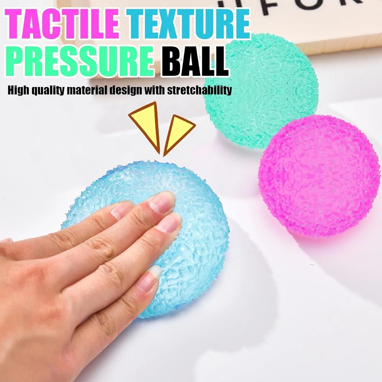 Big Soft Sensory Stress Balls Textured Memory Gel Soft Fidget Toys Anxiety Relief Squeeze Ball for Autism/ADHD Party Favors Gift
