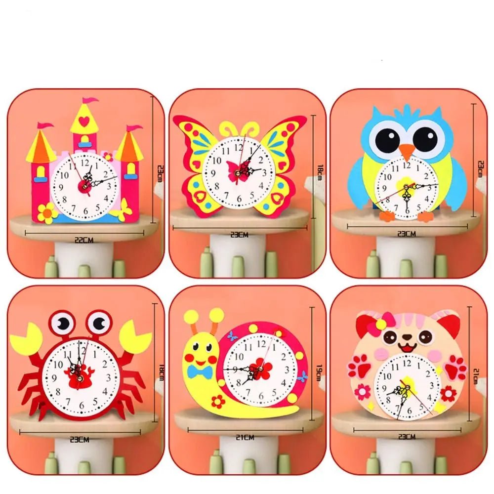 Nonwoven Fabric Cognition Clocks Toys DIY Puzzle Hour Minute Second DIY Clock Toys Cartoon Clock Time Teaching Aid Kids Gift