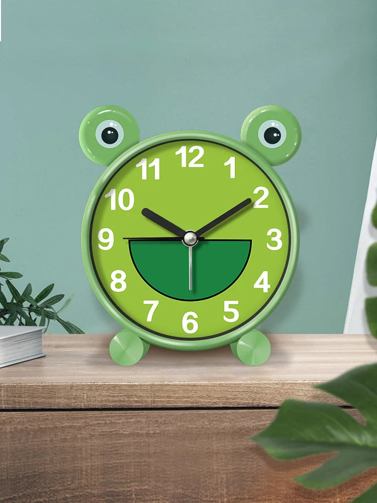 Cute Children's Educational Alarm Clock Bedroom Desktop Early Education Small Animal Round Mute For Boy Girls Home Decoration