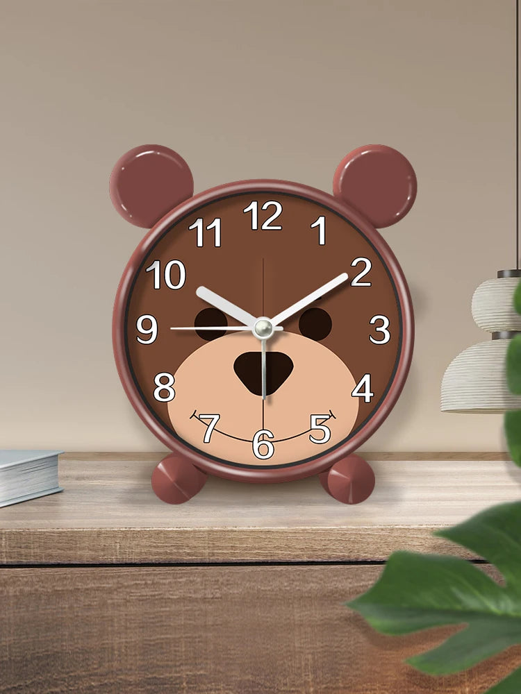 Cute Children's Educational Alarm Clock Bedroom Desktop Early Education Small Animal Round Mute For Boy Girls Home Decoration