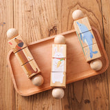 Baby Wooden Rotating Jigsaw Puzzle Hand bell Toy Baby Mobile Musical Rattle Toy Montessori Puzzle Game For Babies Newbaby Gift