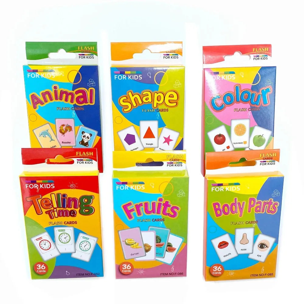 Montessori Early Baby Flash Cards Fruits Durable Children's Education Flash Cards Animal English Word Recognition Cards