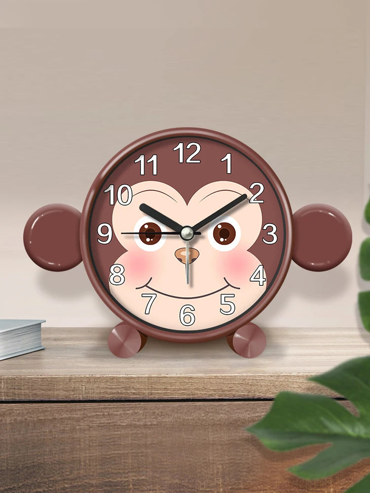 Cute Children's Educational Alarm Clock Bedroom Desktop Early Education Small Animal Round Mute For Boy Girls Home Decoration