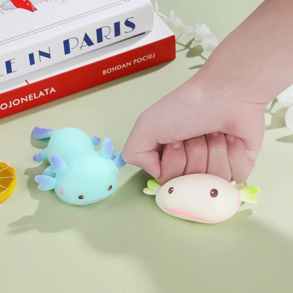 Cute Axolotl Squeeze Toys Stretch Design Fidget Doll Cartoon Fish Squishy Toy Stress Relief Multiple Color Slow Rebound Toys