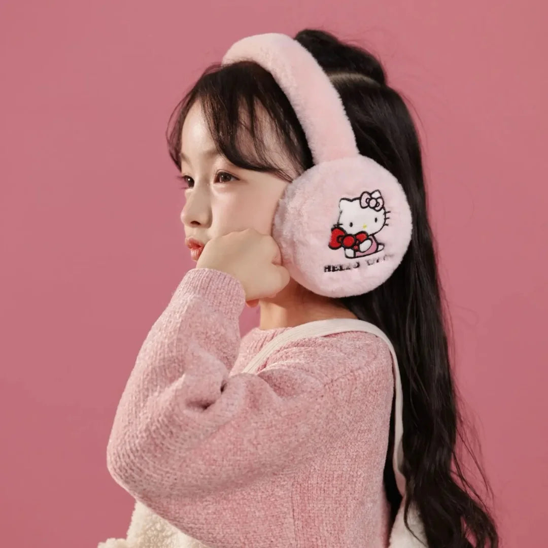 Hello Kitty Kids Earmuffs Girl Baby Cute Cartoon Ear Stuffed Earmuff Warm Winter Warm Windproof Plush Ear Christmas Gifts