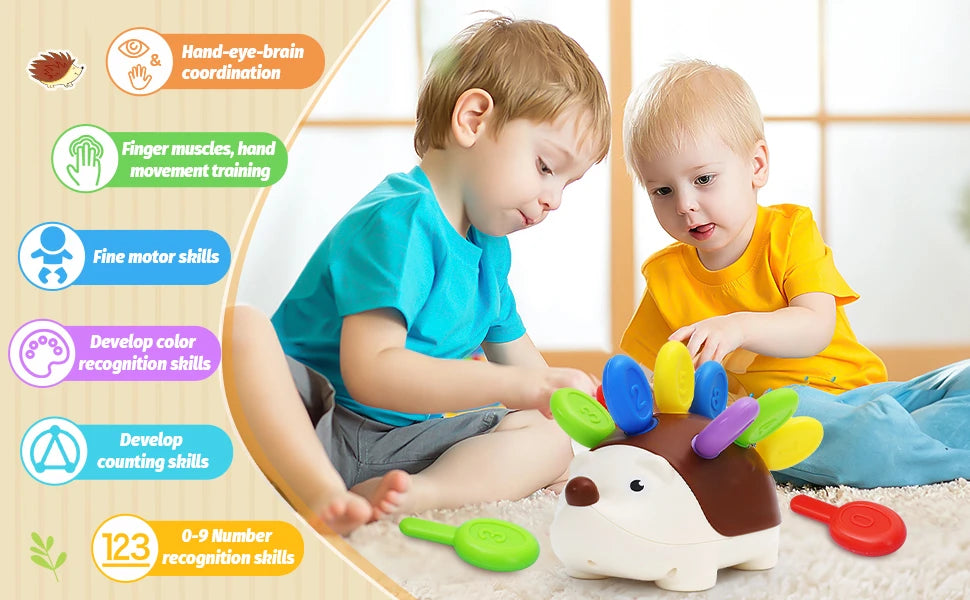 Sensory Hedgehog Toys Toddler Montessori Fine Motor Toys Baby Preschooler Educational Sensory Travel Toys for Age 1 2 3 4 Year