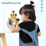 Robot Alarm Clock, Non-Ticking Wake-up Clock with Flashing Eye Lights and Rotating Arm, Gift for Kids, Funny Decoration for Desk