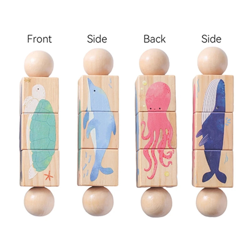 Baby Wooden Rotating Jigsaw Puzzle Hand bell Toy Baby Mobile Musical Rattle Toy Montessori Puzzle Game For Babies Newbaby Gift