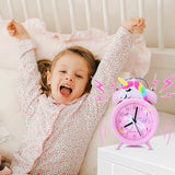 Kids Alarm Clock Cute Dinosaur Unicorn Desk Clock Double Bell Clock with Backlight Alarm Clock For Children Sleep Trainier Gifts