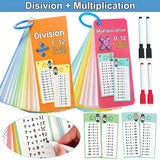 Flash Cards with Dry Erase Markers 30 Cards 0-12 Multiplication Division Educational Times Table Learning Math Games Chart
