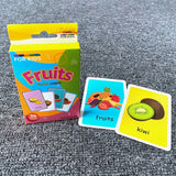 Montessori Early Baby Flash Cards Fruits Durable Children's Education Flash Cards Animal English Word Recognition Cards