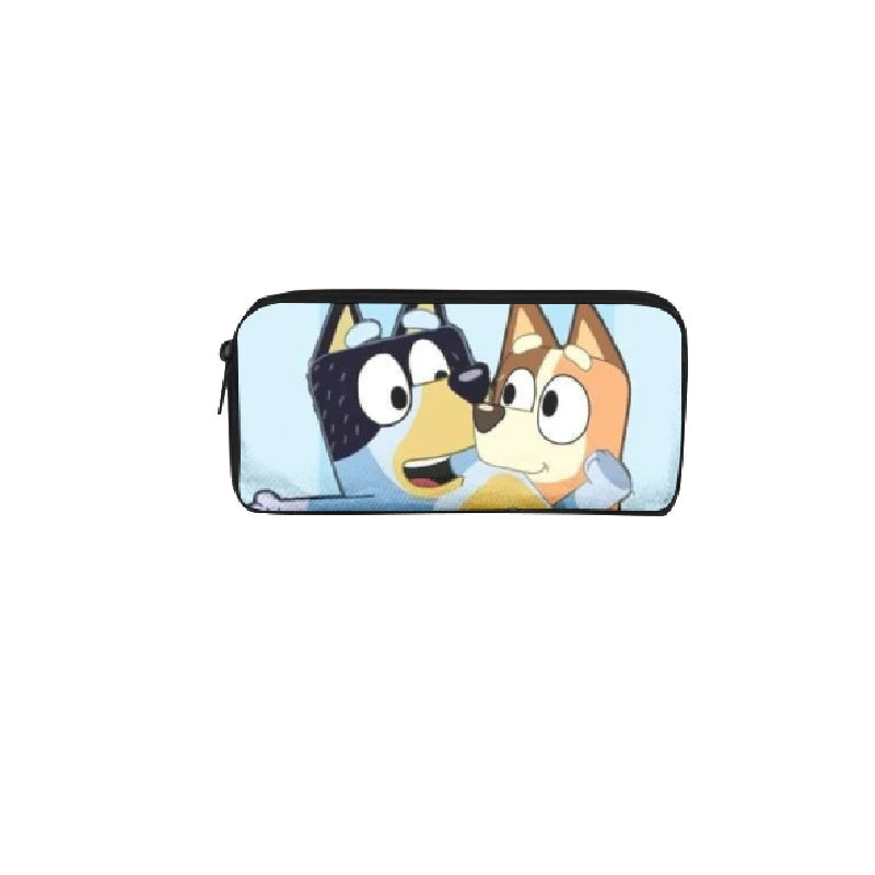 Bluey Bingo dog Fully Printed Flap Pen Bag Stationery Box Cartoon Large Capacity Pencil Case Cute Anime Bags Student School Bag