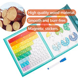 Children Magnetic Fraction Learning Math Toys Wooden Fraction Book Set