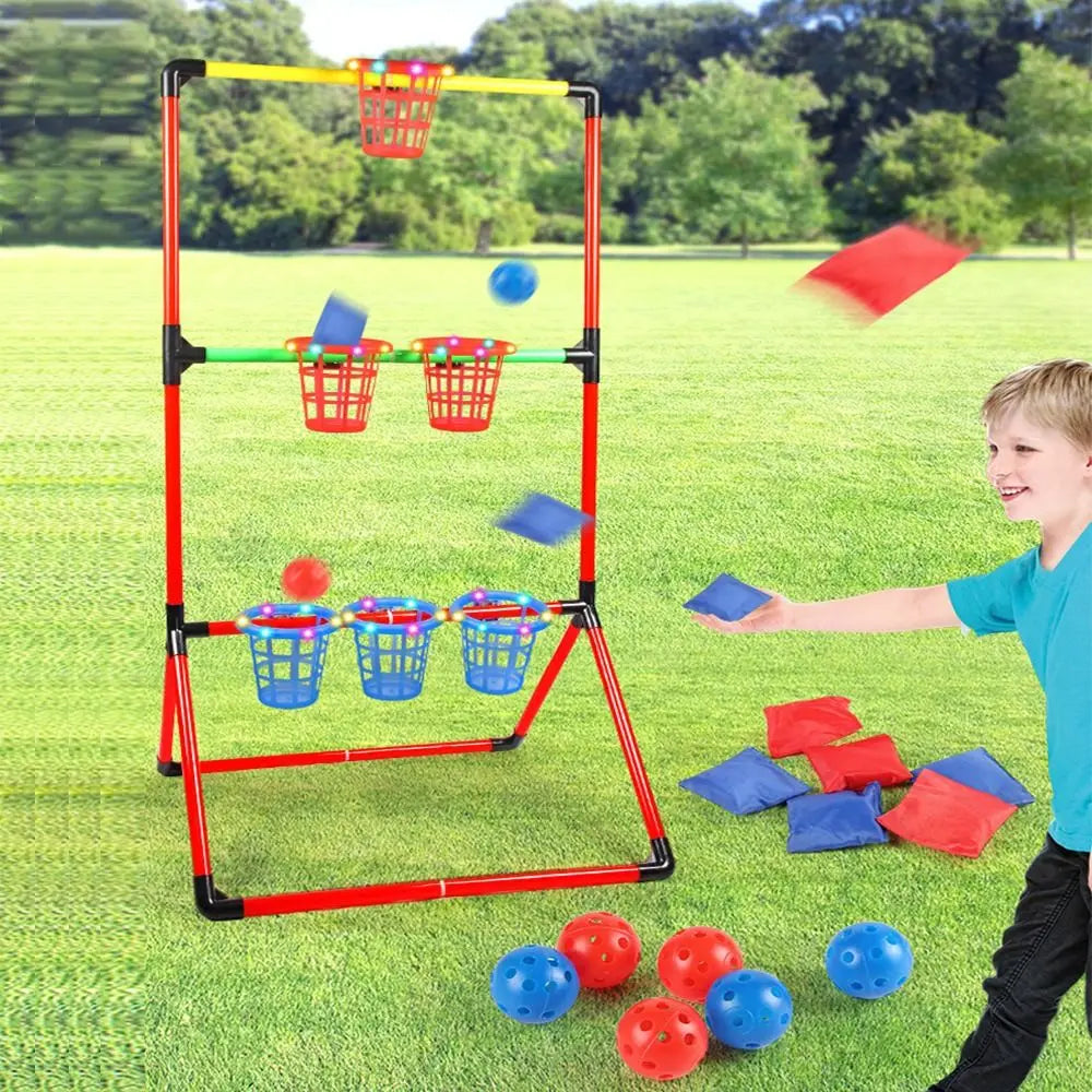 2 in 1 Sandbag Throwing Game Kit Interactive Portable Carnival Games Combo Set Bean Bags Balls Carrying Case Outdoor Games