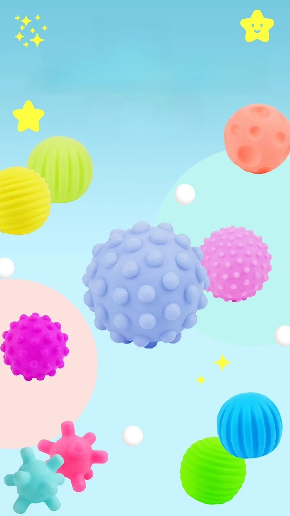 6Pcs Textured Multi Ball Set Develop baby Tactile Senses Toy Baby Touch Hand Ball Toys Children Training Ball Massage Soft Balls