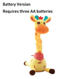 Music Giraffe Toy Singing Dancing Repeating What You Said Dancing Giraffe Flashing LED Lights Adjustable Volume Voice Simulation