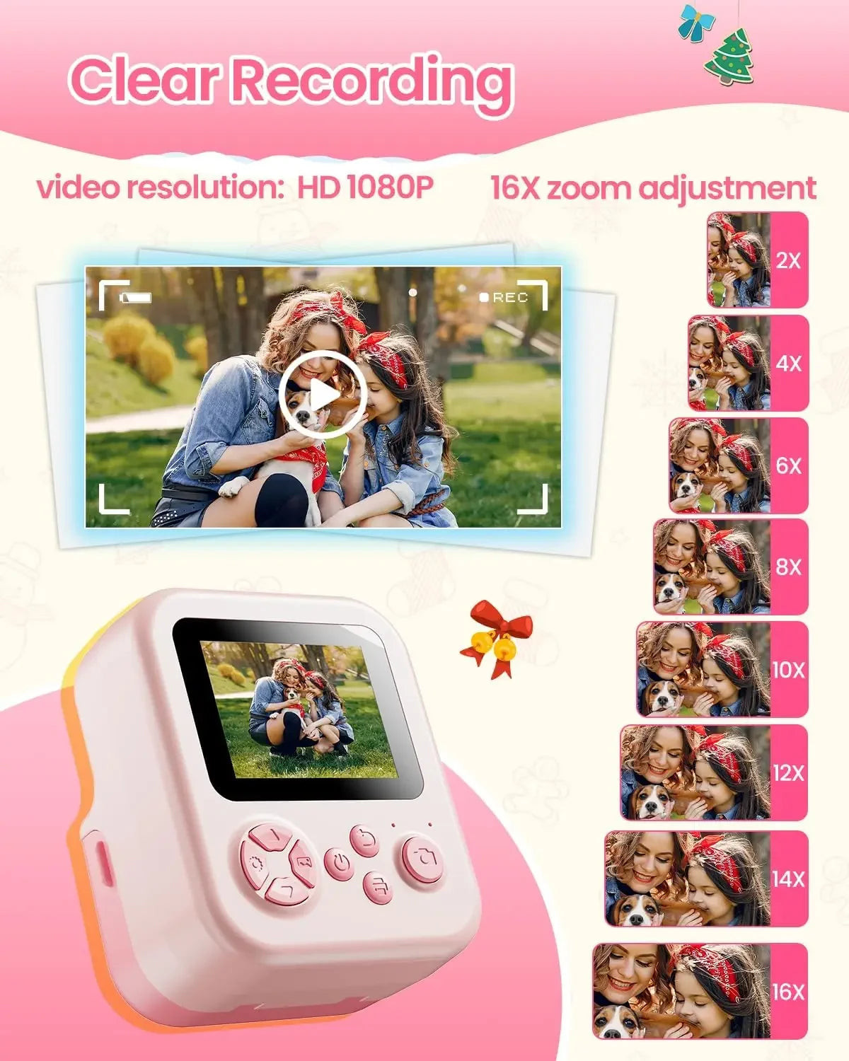 Kids Camera Instant Print Bluetooth Connection Photo 1080P HD Toddler Camera for Girls Boys 3-12 Age Birthday Christmas Gifts