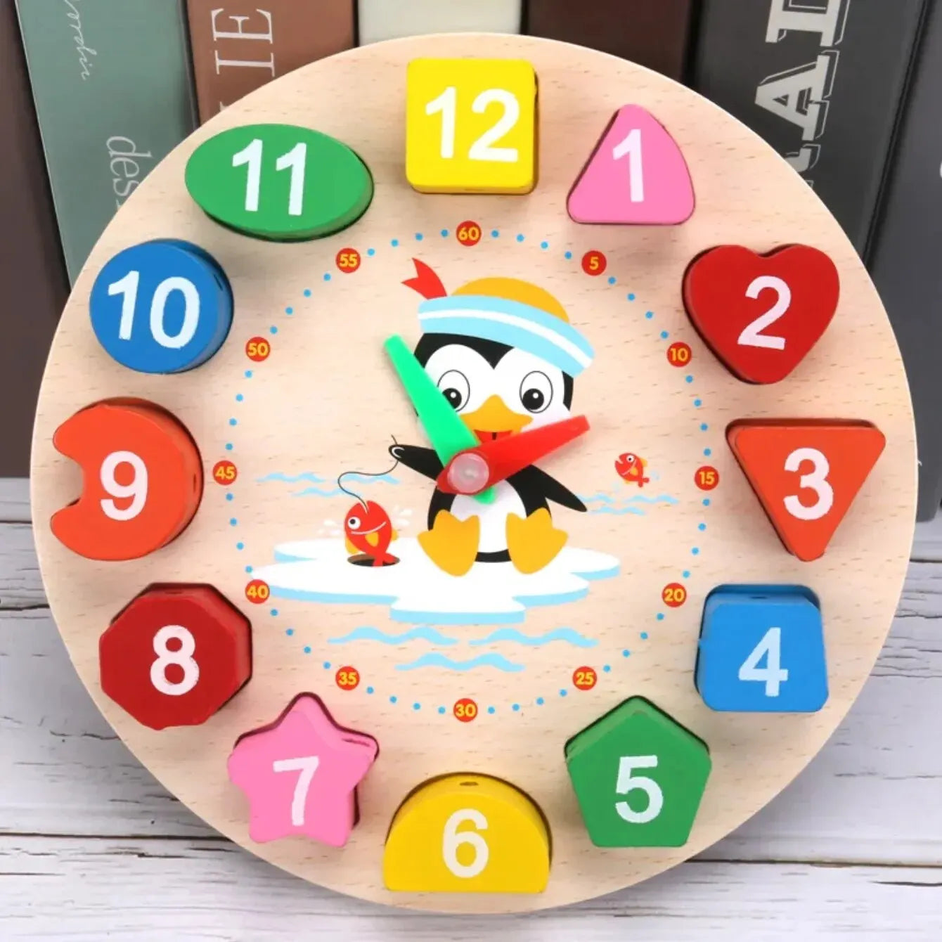 Montessori Children Clock Puzzle Cartoon Animals Tangram Cognitive Numbers Clock Early Learning Threading Assembly Toys