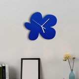 Nordic Wall Clock Silent Clock Battery Operated Decorative for Kids Table Children Living Room Ornaments Blue Flowers Creative
