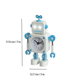 Robot Alarm Clock, Non-Ticking Wake-up Clock with Flashing Eye Lights and Rotating Arm, Gift for Kids, Funny Decoration for Desk