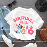 Blueyi Birthday T-Shirt Short Sleeves Anime Toddler Number White T-Shirts Summer Casual Kids Tops Cute Cartoon Baby Clothes Gift