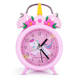 Kids Alarm Clock Cute Dinosaur Unicorn Desk Clock Double Bell Clock with Backlight Alarm Clock For Children Sleep Trainier Gifts